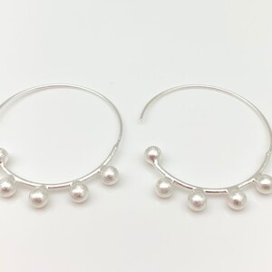 Silver Bead Hoops // Brushed Finish // Tarnish Resistant // Steel Ear Wires // Fashion Hoop Earrings