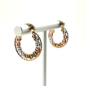 Tricolor Circle Small Hoop Earrings 18mm // Best Seller Hoops // Tri tone // 18k Goldfill // Rose Gold, Gold, Silver Hoops // Hypoallergenic