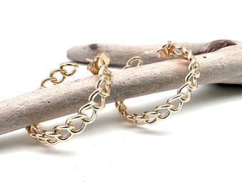 Gold Link Hoop Earrings / Gold Nautical Hoops / Gold Medium Hoops 30mm Gold Fill / Hypoallergenic / Tarnish Free