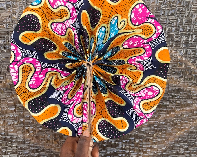 Foldable  Hand Fan ( Pink Ankara)
