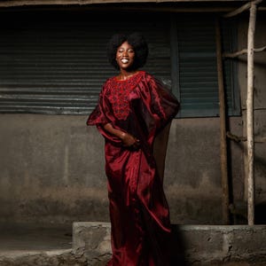 Sheer Luxe Boubou - Wine Red