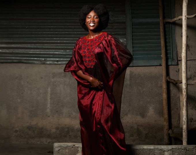 Sheer Luxe Boubou - Wine Red