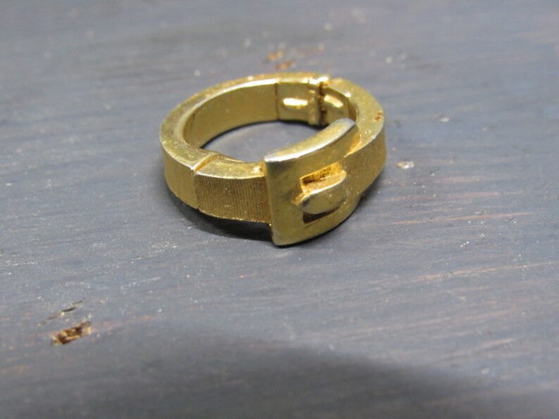 Gold Tone Ring Vintage Buckle Ring Flip Open Ring Adjustable Buckle Ring