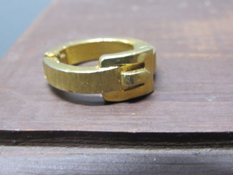 Gold Tone Ring Vintage Buckle Ring Flip Open Ring Adjustable Buckle Ring