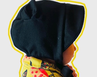 Schwarze Fledermaus Ohr Wolle Mütze mit Umhängeband Fliege Verschluss, Baby, Kleinkind und Kleinkind Mütze