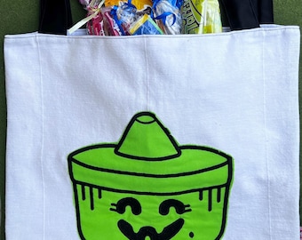 Fandom Halloween Boo Bucket Appliqué Trick or Treat Ghost Pumpkin and Witch Tote Bags