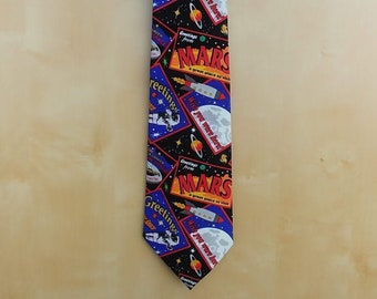 Spacewalk Glow in the Dark Necktie, To The Moon Necktie, Outer Space Necktie, Outer Space Tie, Science Necktie, Science Tie, Men's Tie