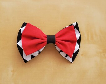Classic Hair Bows for Teens and Women, Harley Quinn Hair Bow Clip, Harley Quinn Hair Clip, Superhero Hair Bow, Harlequin Hair Bow, Jester