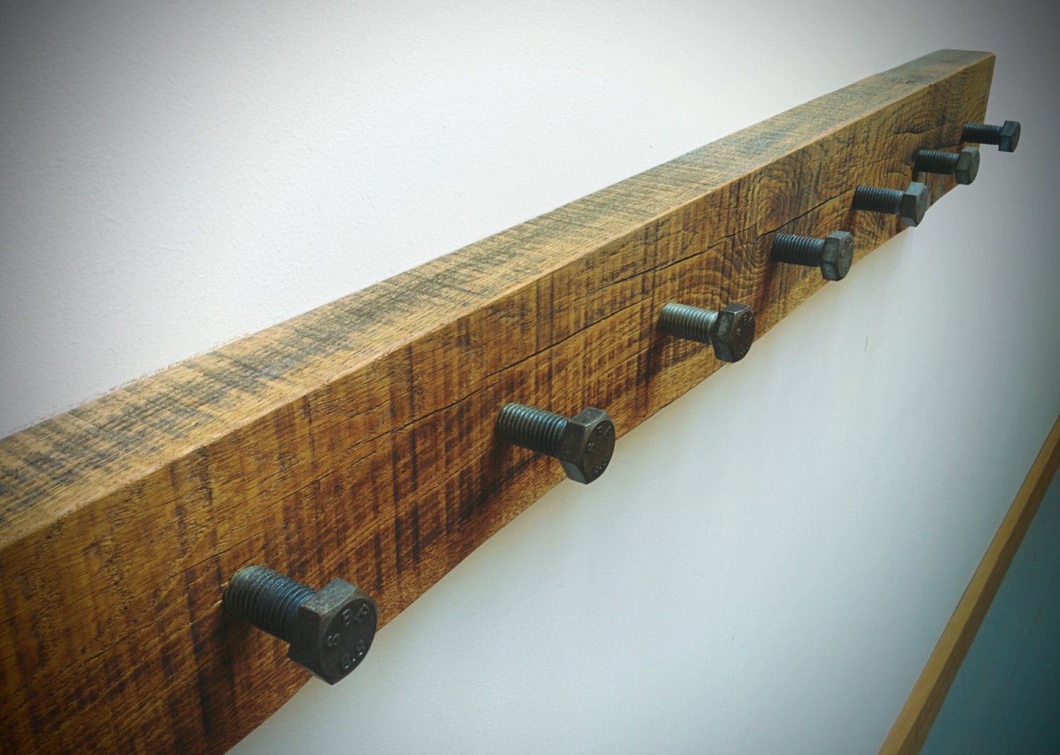 Industrial style reclaimed oak coat rack Etsy