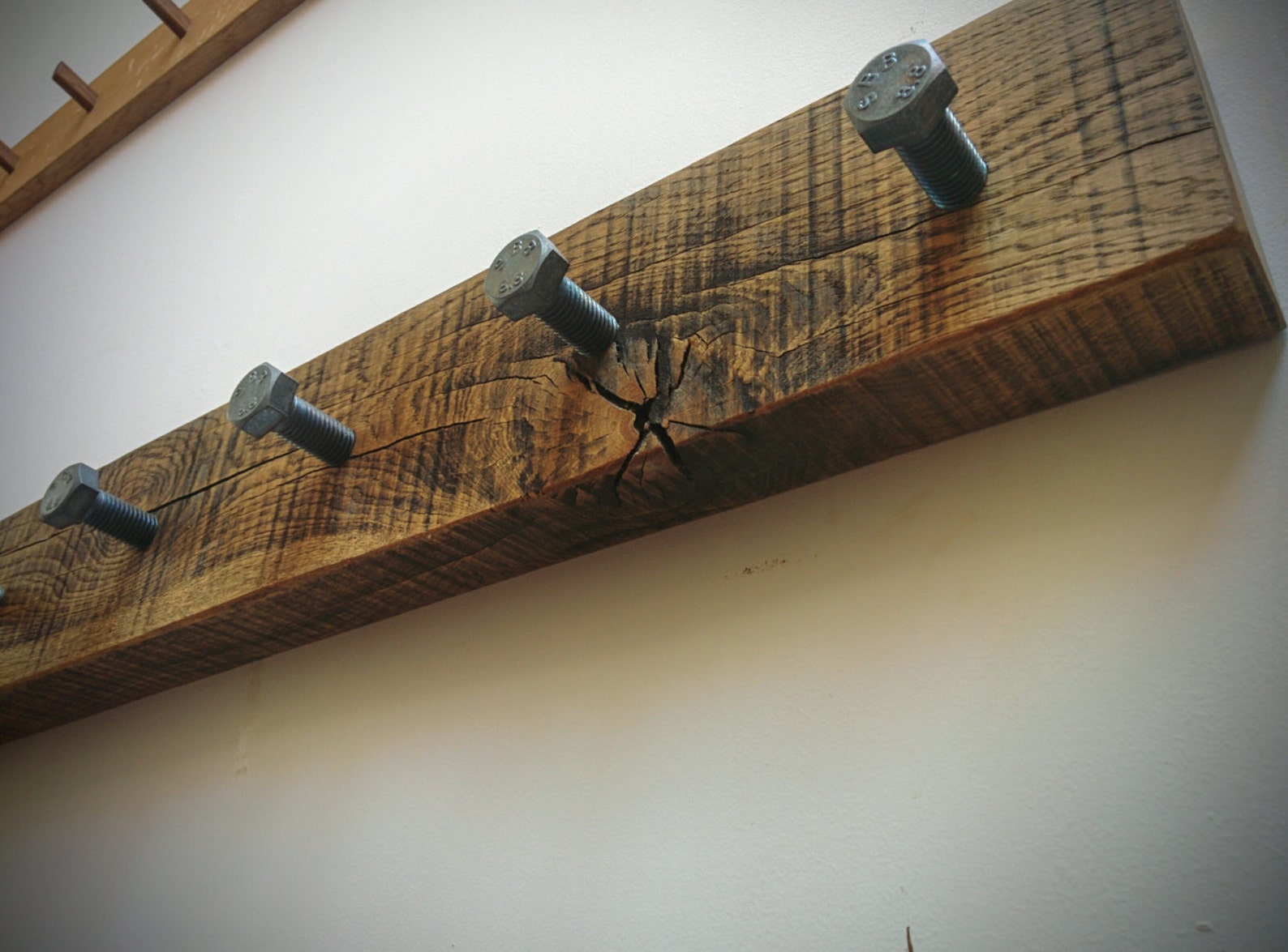 Industrial style reclaimed oak coat rack Etsy