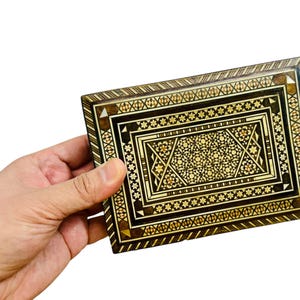 Vintage Khatam Inlay Box Jewelry Trinket Box Wood Marquetry Boho Bohemian Decor