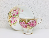 Vintage Paragon Pink Hydrangea Teacup and Saucer Paragon Corset Cup and Saucer Double Warrant Paragon 1950 39 s