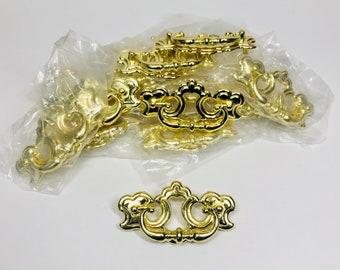 Chippendale Style Drawer Pulls Set of 4 Gold Tone Metal Cabinet Replacement Pulls