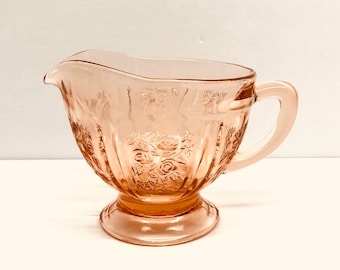 Vintage Sharon Cabbage Rose Creamer Pink Depression Glass Federal Glass FREE US SHIPPING