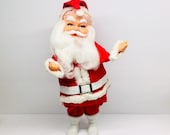 Mid Century Rubber Face Santa White Boots 1960 39 s Japan Felt Santa 16 quot Tall Vintage Christmas Ornament FREE US SHIPPING
