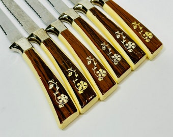 Regent Sheffield Cutlery Set Carving Steak Knives 24 Kt Gold plated 12pc Set