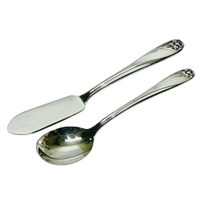 Vintage Daffodil Silberplatten Löffel und Buttermesser Set - 1847 Rogers Bros