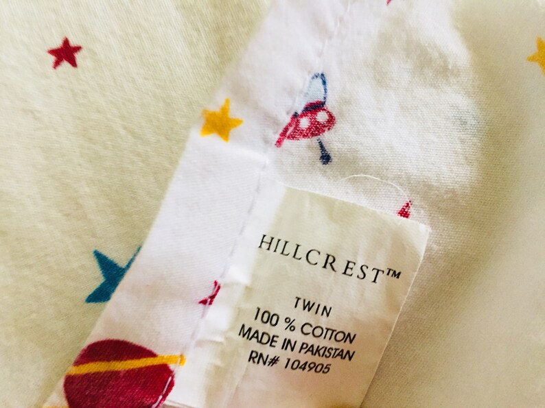 Vintage UFO Rockets Kids Twin Flat Sheet 100/% Cotton by Hillcrest Science Galaxy Universe Kids Bed Sheet