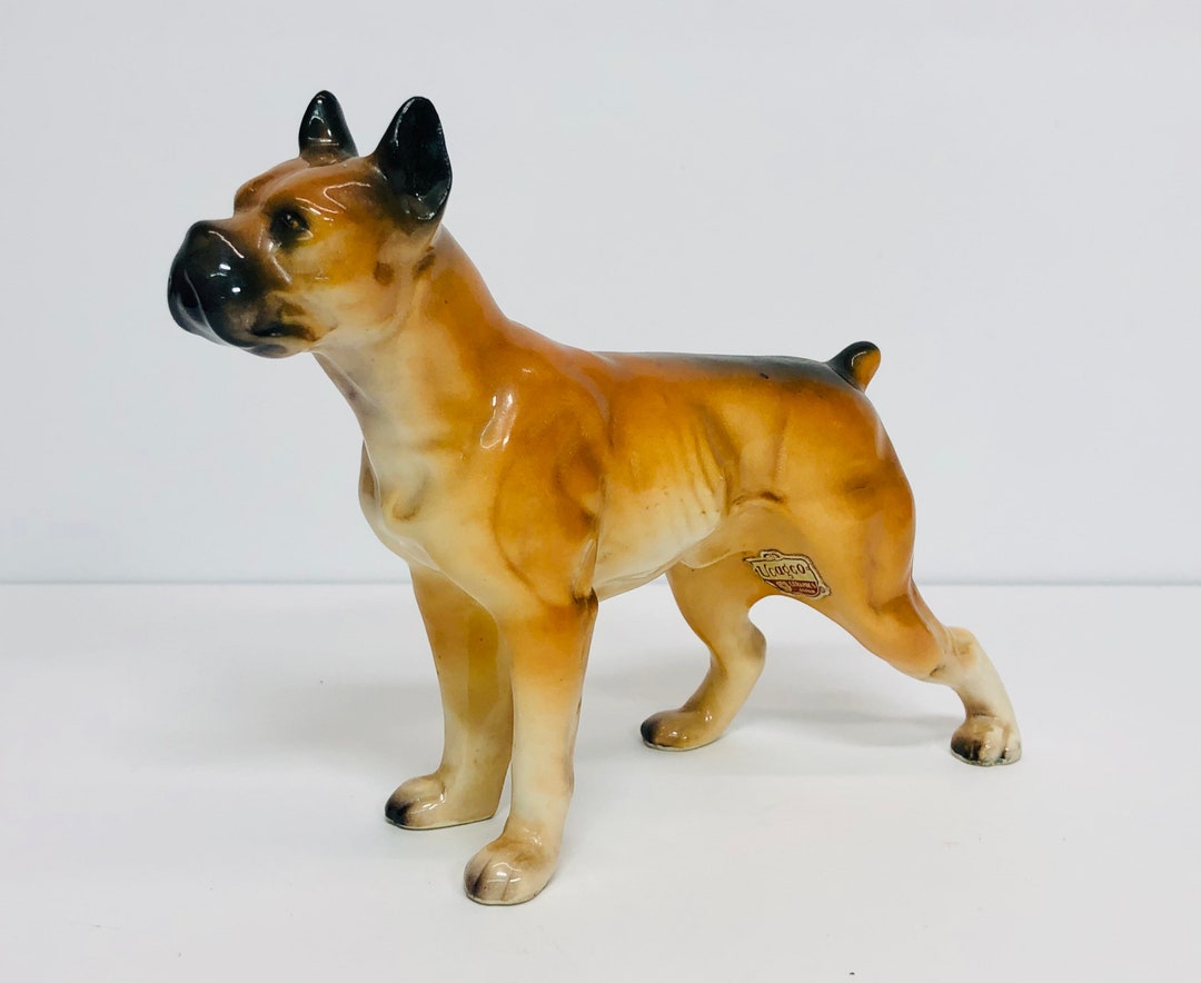 Vintage Ceramic Boxer Dog Figurine by Ucagco Japan 1960s Collectible