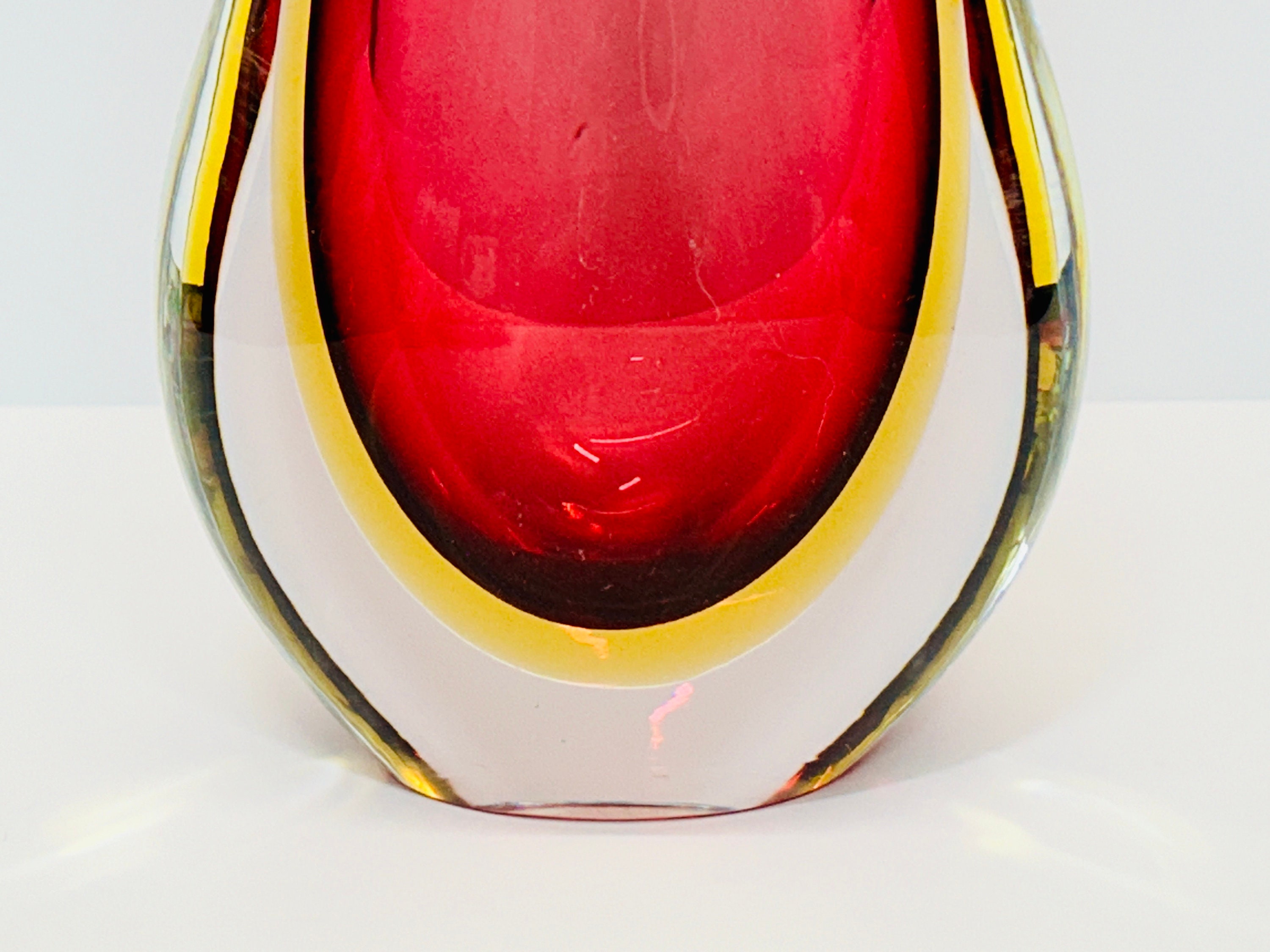 Vintage Flavio Poli Seguso Murano Sommerso Teardrop Vase