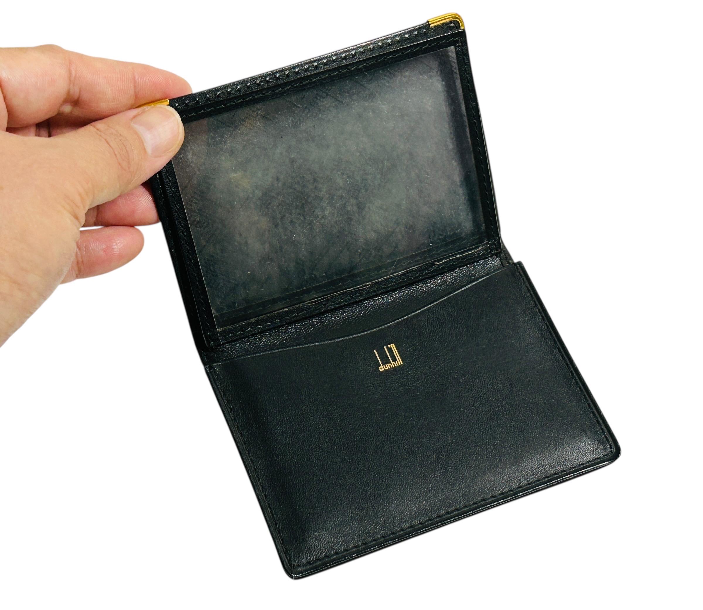 Vintage Dunhill Black Leather ID Passcase Wallet Bifold Credit