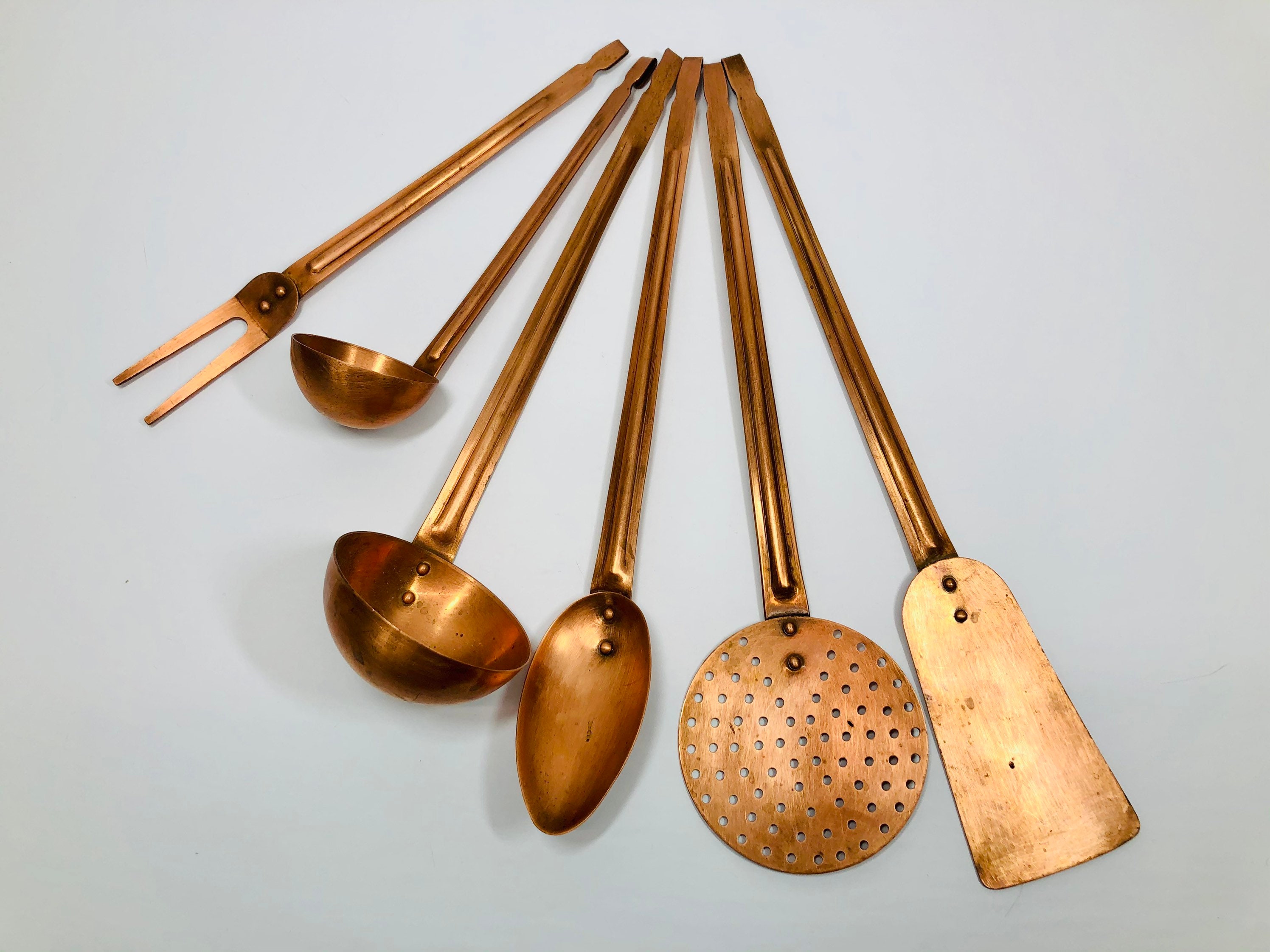 Vintage Solid Copper Cooking Utensil Set of 6 Made in Korea Etsy