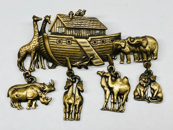 Vintage Noah's Ark Brooch Jonette Jewelry Signed … - image 1