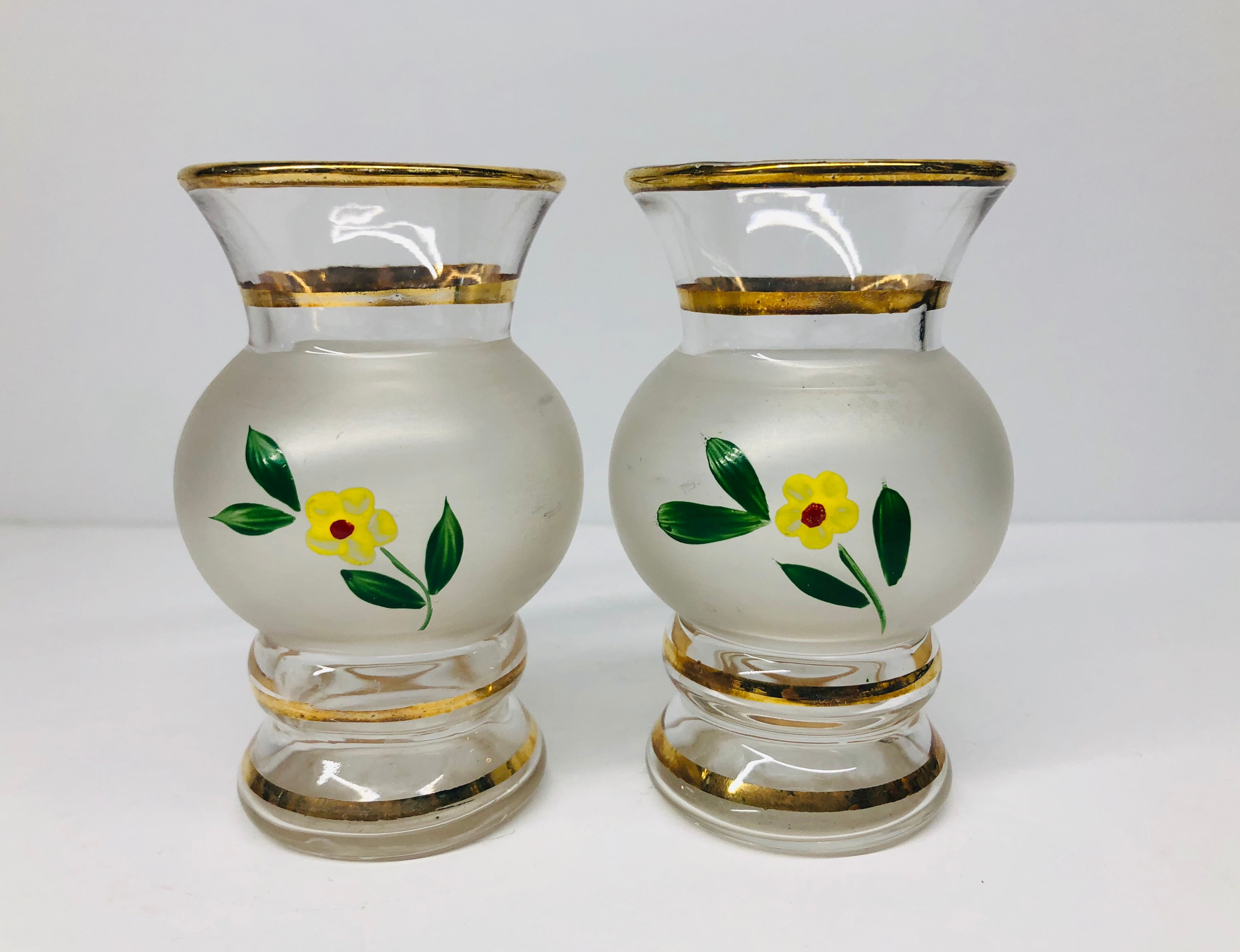 Vintage Flower Vase by Indiana Glass Bartlett Collins Hand Painted Vintage Flower Vase by Indiana Glass Bartlett Collins Hand Painted