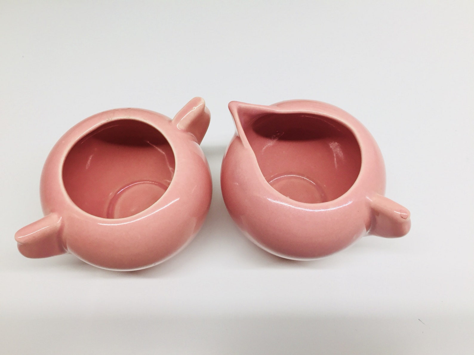 Mid Century Pink Sugar Bowl and Creamer Pink Ceramic Sugar Etsy