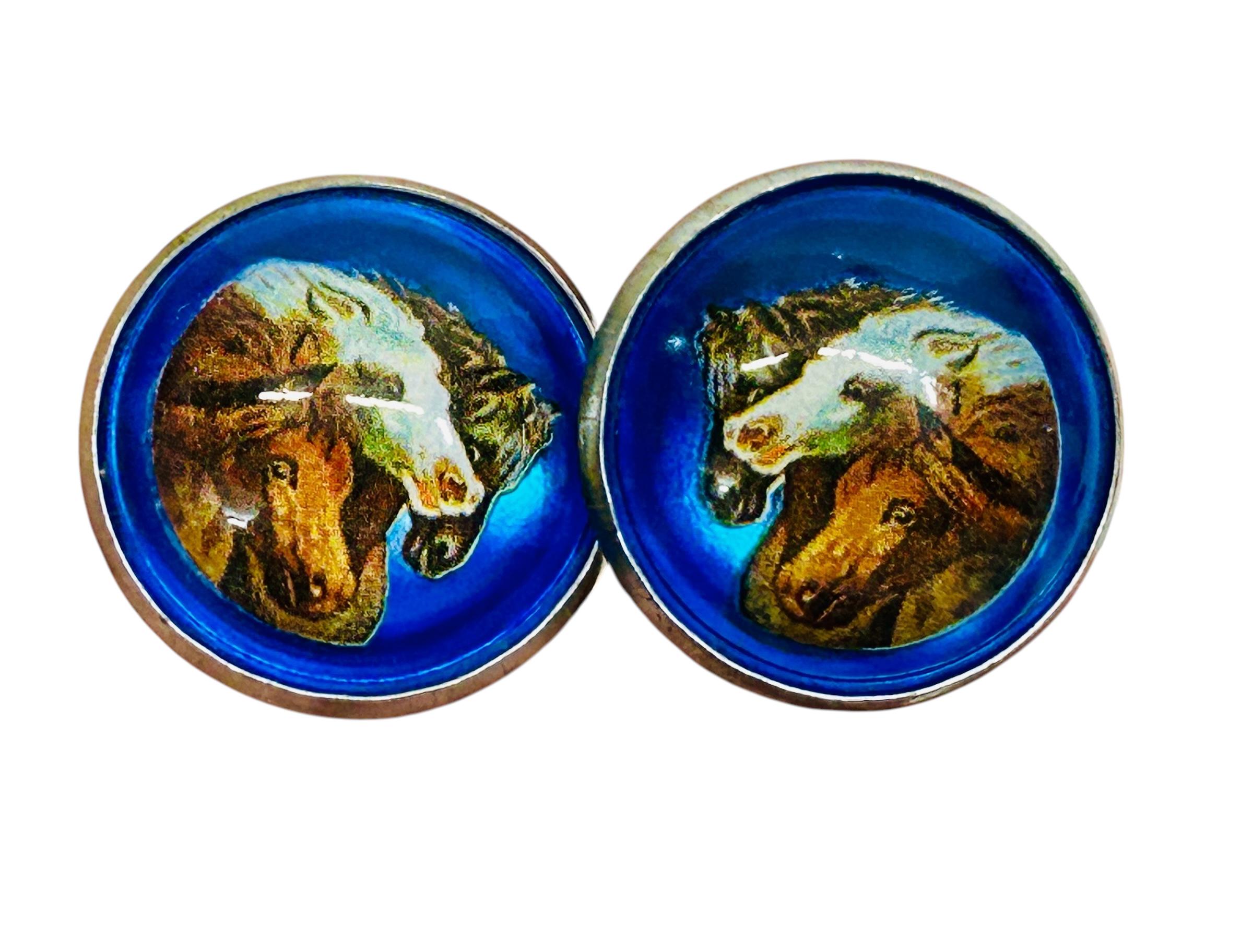 Vintage Horse Bridle Rosettes: Domed Glass, Blue Foil Backs 