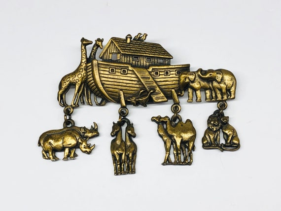 Vintage Noah's Ark Brooch Jonette Jewelry Signed … - image 3
