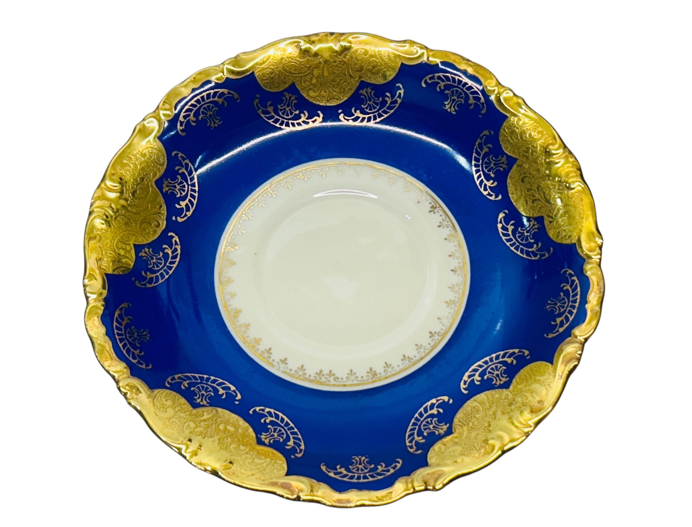 Vintage Alka Kunst Teacup and Saucer, Cobalt Blue Gold Gilded, US