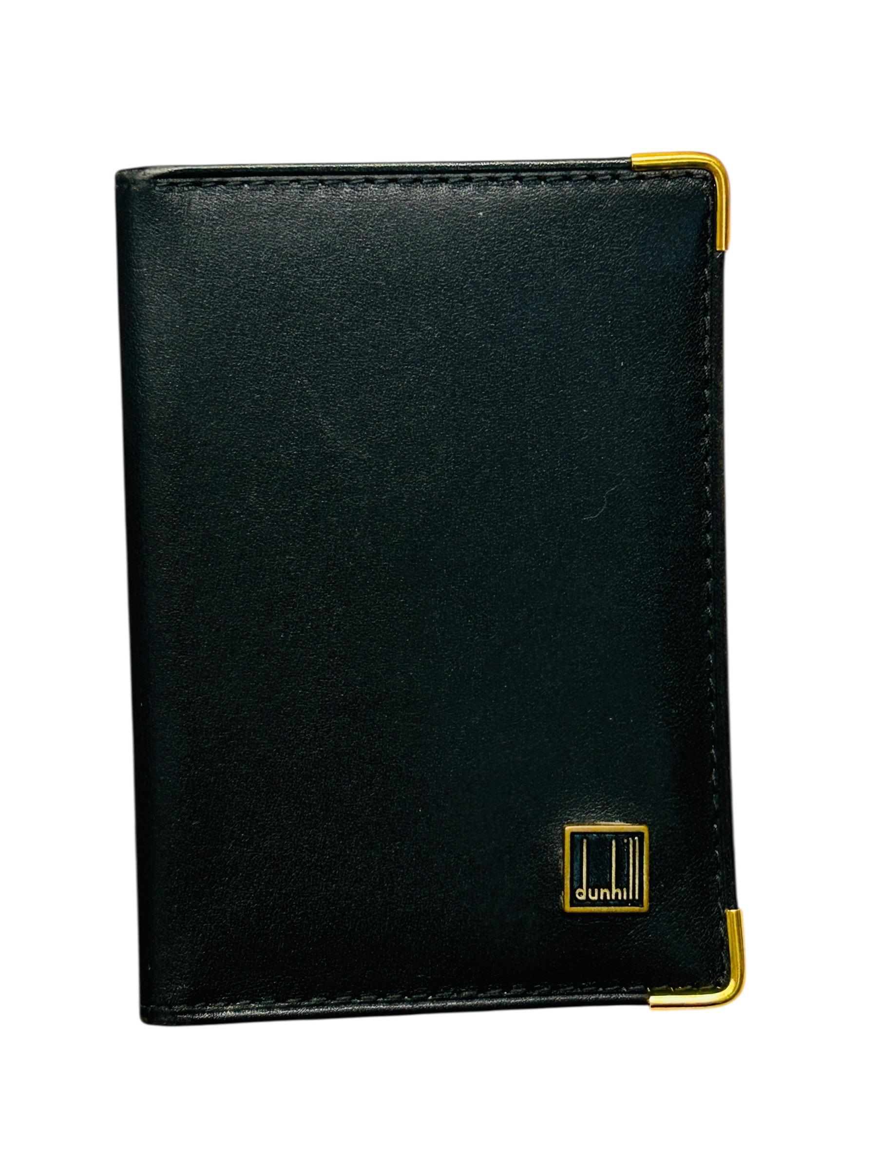 Vintage Dunhill Black Leather ID Passcase Wallet Bifold Credit