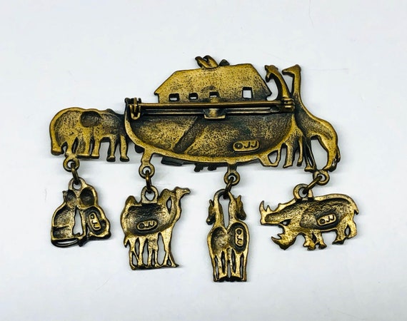 Vintage Noah's Ark Brooch Jonette Jewelry Signed … - image 6