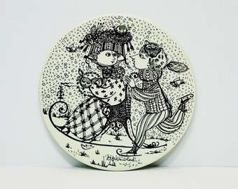 Bjorn Wiinblad Nymolle Denmark Wall Plaque: Mid-century Modern