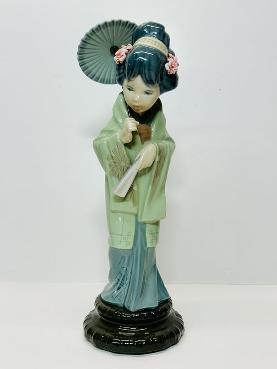 Vintage Lladro #4988 Oriental Spring Japanese Geisha With Umbrella
