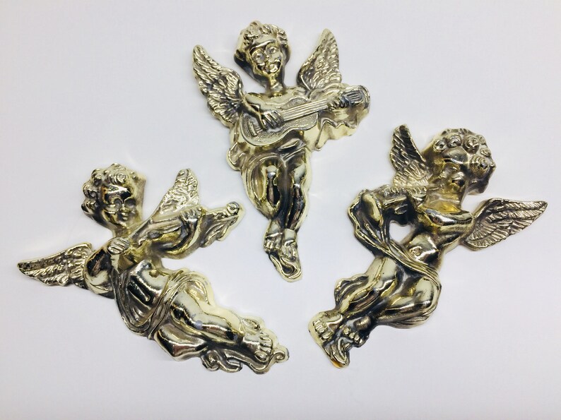 Vintage Angel Wall Plaques Set Of 3 Metal Gold Angels Decor - Angel Wall Decor Plaques Vintage Angel Wall Plaques Set Of 3 Metal Gold Angels Decor - Angel Wall Decor Plaques