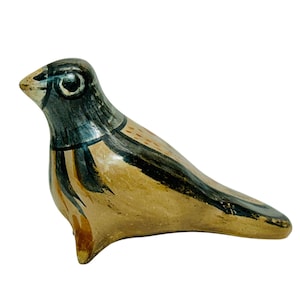 Vintage Tonala Bird Figurine Mexican Folk Art Pottery Hand Painted Boho Bohemian Decor