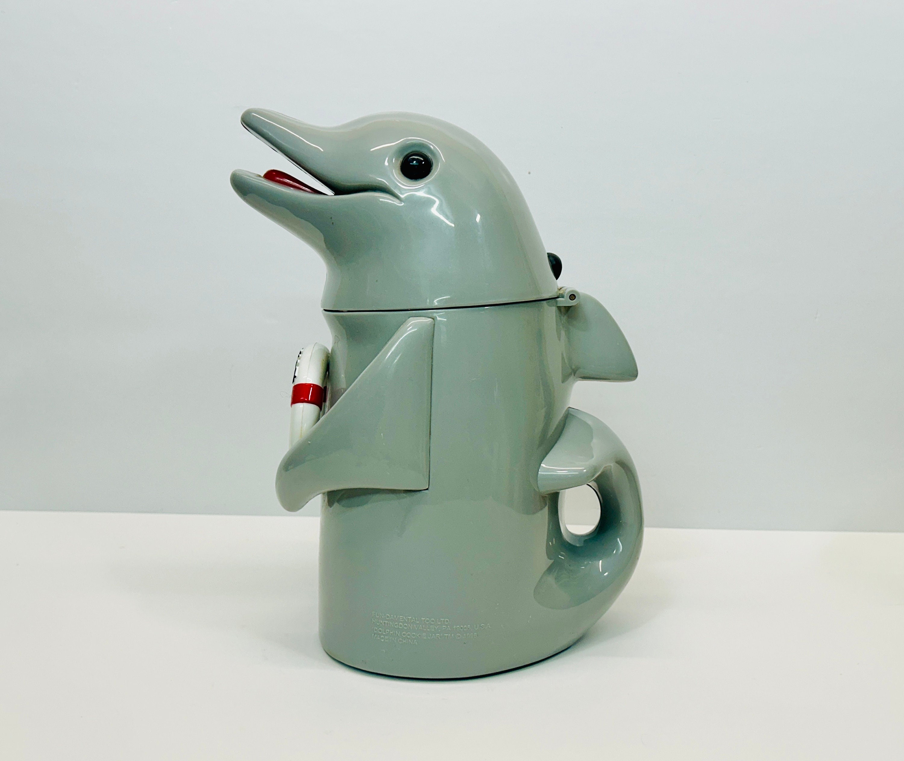 Vintage 1990s Talking Dolphin Cookie Jar Flipper Fun-damental Too