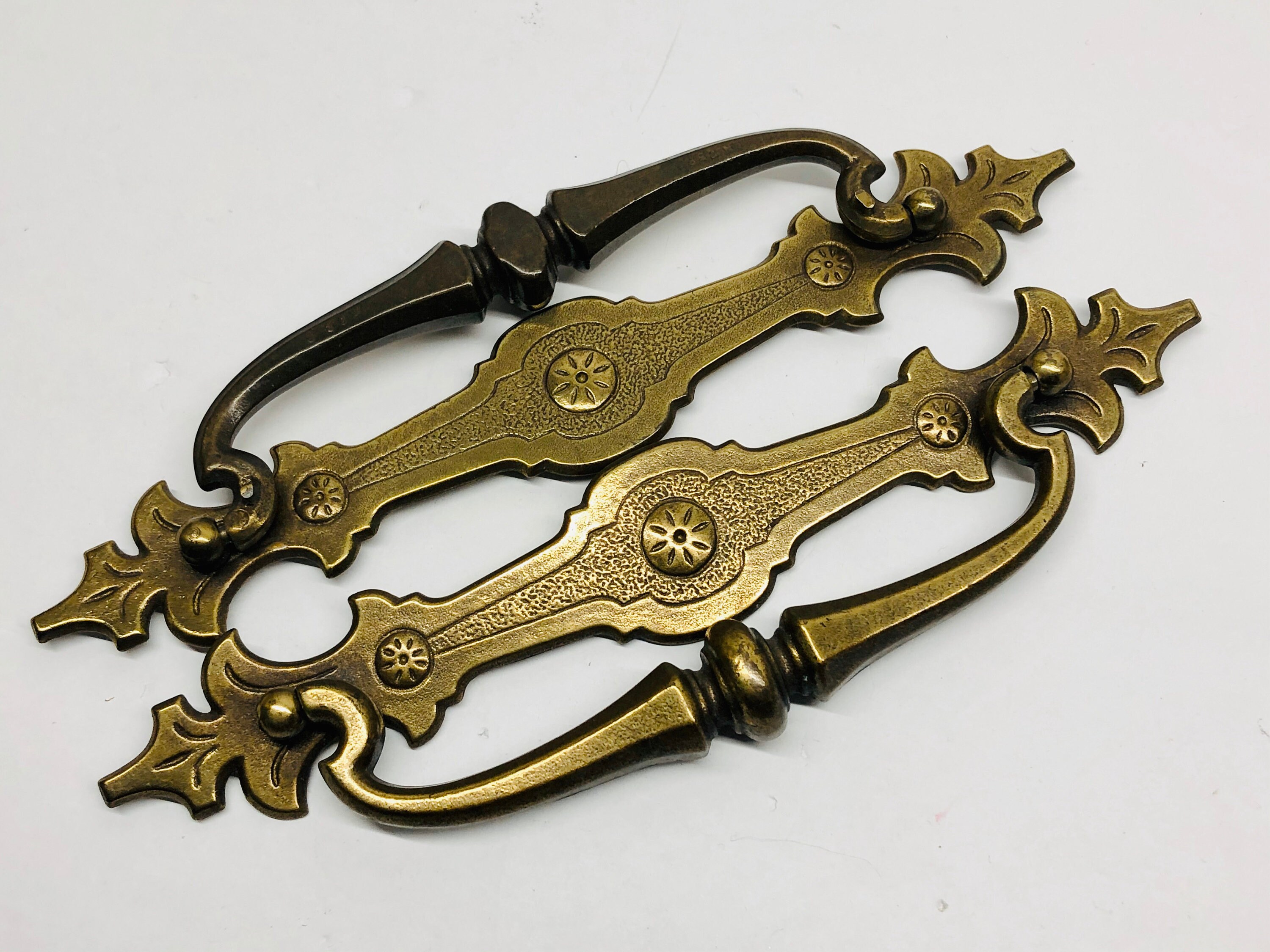 Antique Brass Drawer Pull Set of 6 Art Deco Keebler Brass Co. Etsy