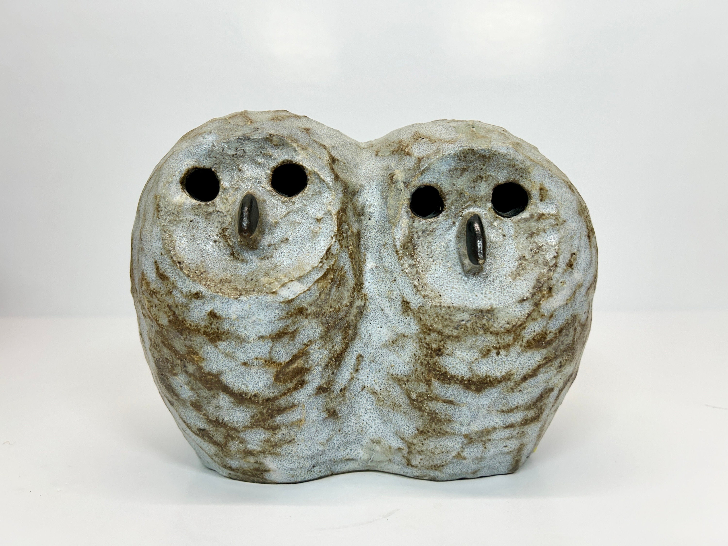 Vintage Tommy Kakinuma Pottery Owls Sculpture - Mid Century Modern Canadiana
