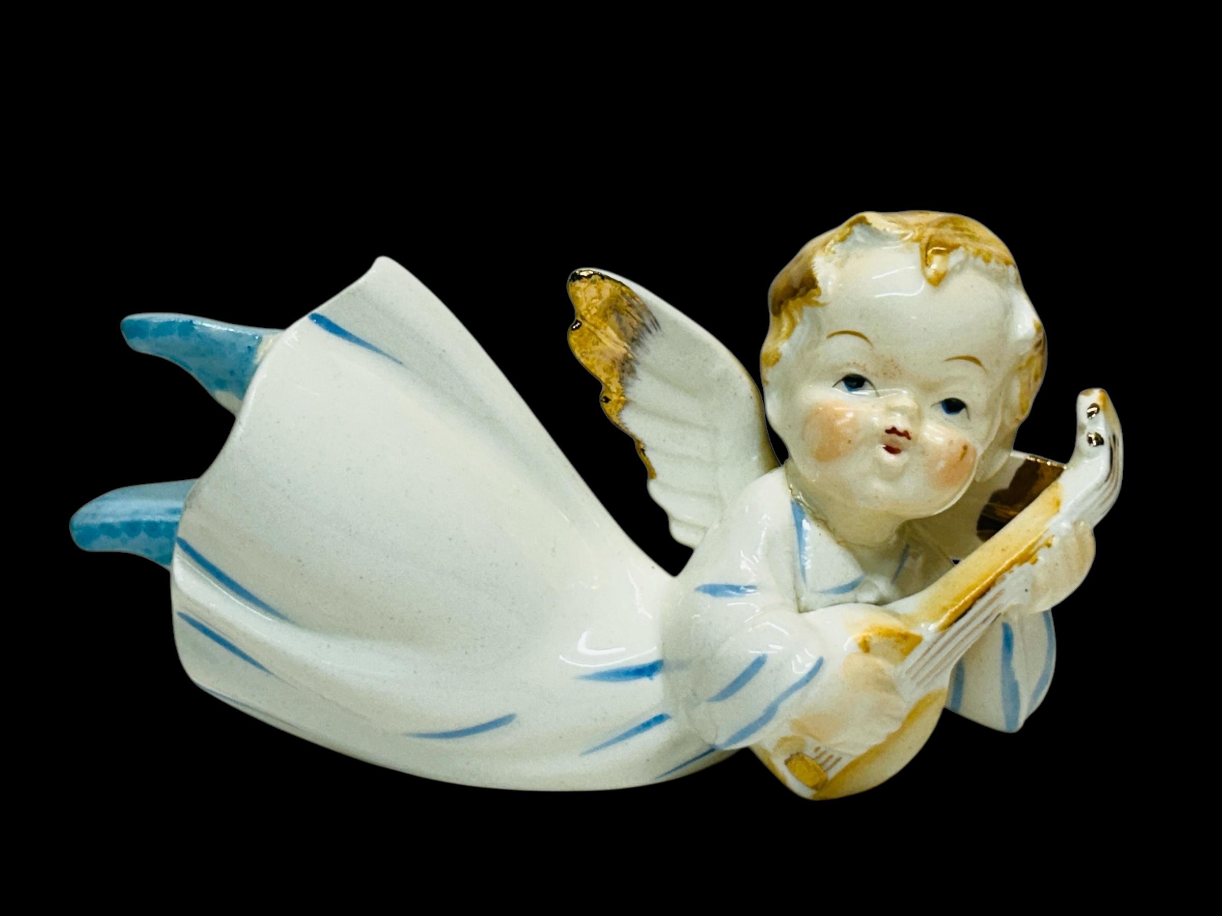 白い陶器製天使の壁掛け ヴィンテージ陶器製天使の置物 壁掛け - スターリングチャイナジャパン