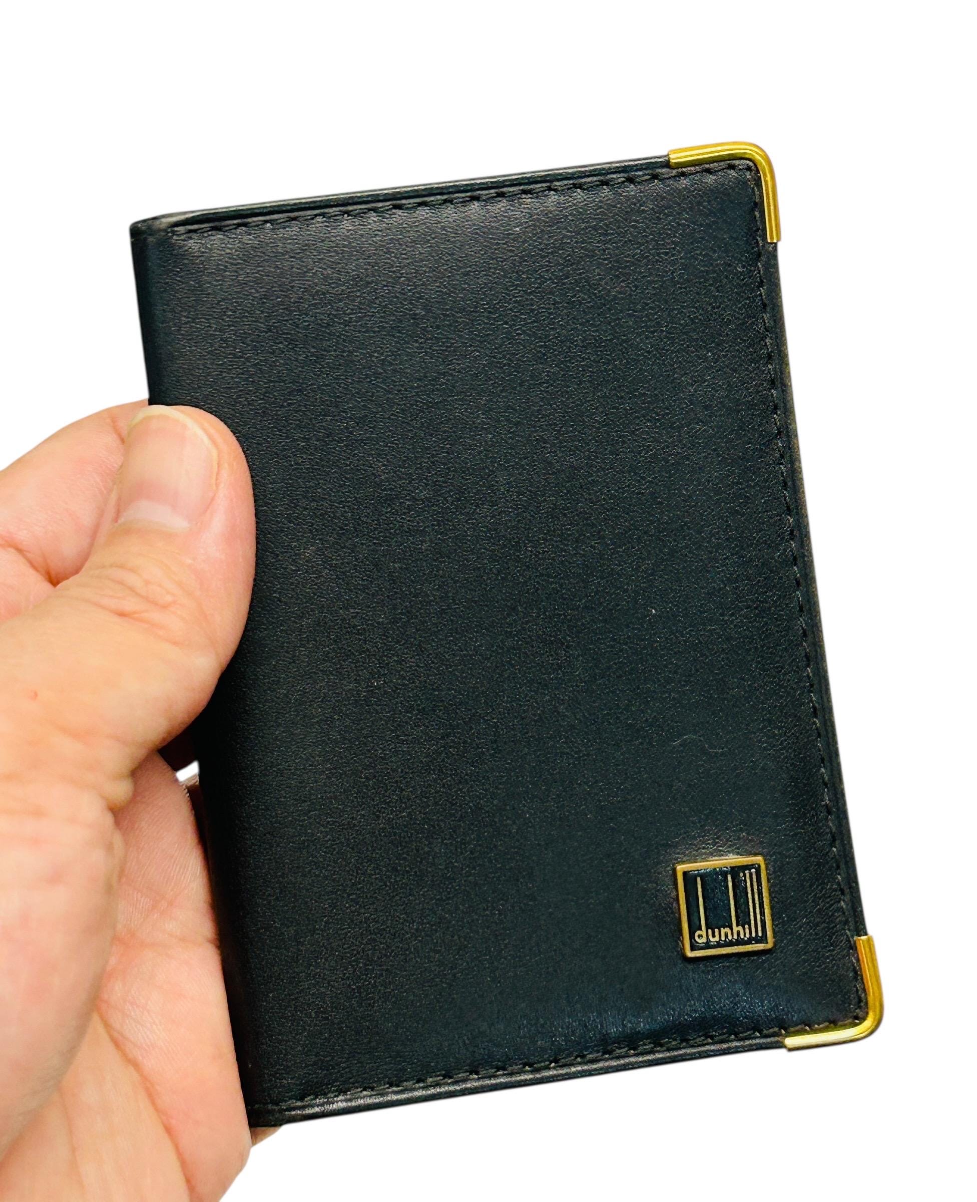 Vintage Dunhill Black Leather ID Passcase Wallet Bifold Credit