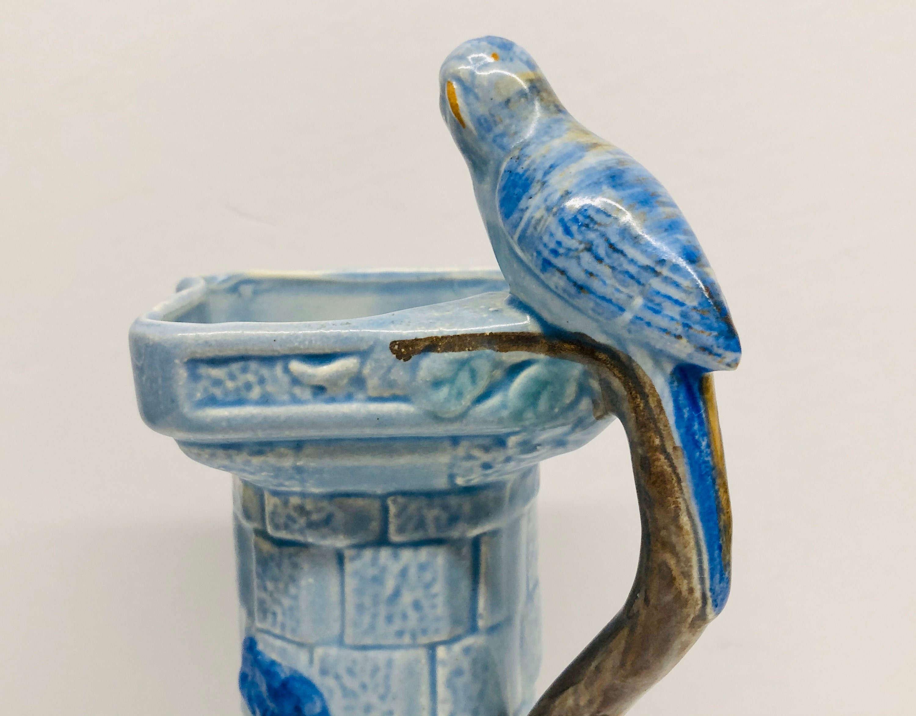 Vintage Blue Wade Budgerigar Bird Handle Pitcher Jug Vase Etsy