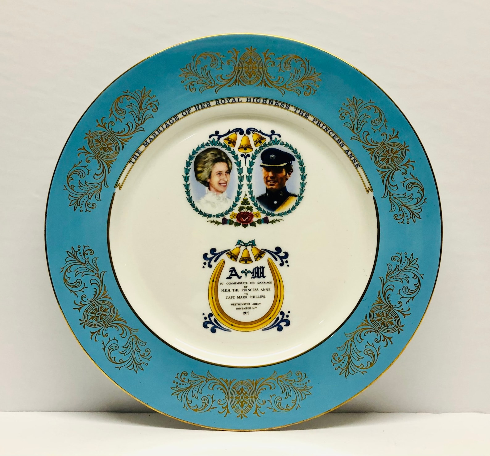 Vintage 1973 Aynsley Princess Anne Wedding Commemorative Plate Etsy
