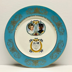 Vintage 1973 Aynsley Princess Anne Wedding Commemorative Plate Captain Mark Phillips