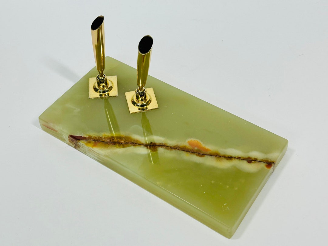 Vintage Green Onyx Fountain Pen Holder Onyx Marble Gift for Him Office