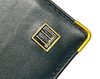 Vintage Dunhill Black Leather ID Passcase Wallet Bifold Credit