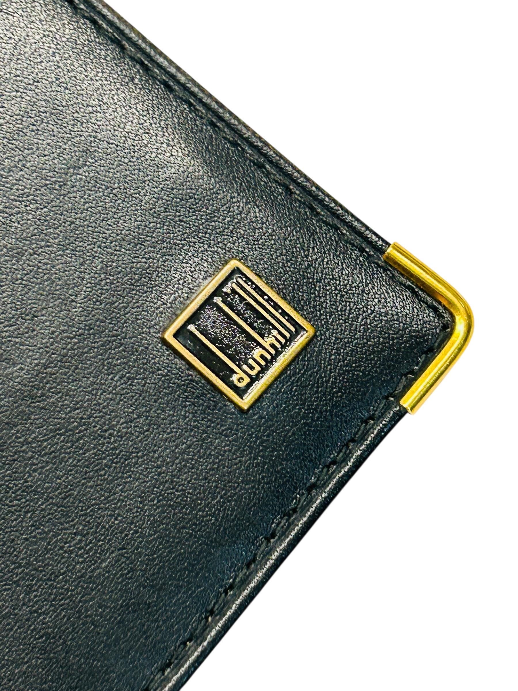 Vintage Dunhill Black Leather ID Passcase Wallet Bifold Credit