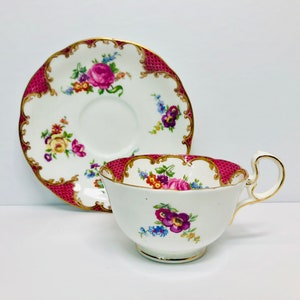 Vintage Pink Aynsley Teacup and Saucer B71 Aynsley Floral Design Cup and Saucer